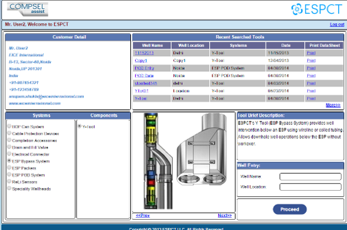 ESPCT Quote sales quotation tool — product configuration screen